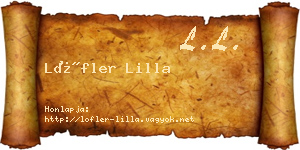 Löfler Lilla névjegykártya